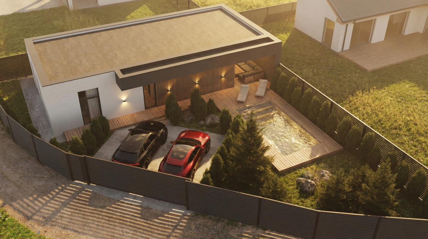 Aerial view of modern house