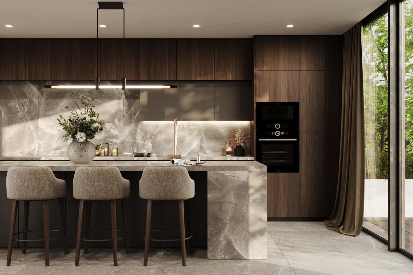 Marble kitchen island